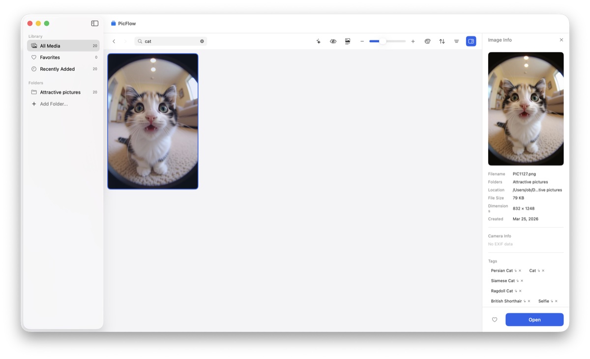 Semantic search for "cat"